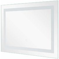 COSTWAY LED-Spiegel 70 x 50cm, Badspiegel mit Beleuchtung, Wandspiegel mit Touchschalter, Lichtspiegel fuers Badezimmer, Badezimmerspiegel kaltweiss