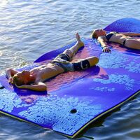 COSTWAY 270x180cm Wasserhaengematte, Wasserliege 300kg Tragkraft, Schwimmmatte Schwimmfloss, Schwimmender Teppich, Schwimmende Wasser Bett Schwimminsel Blau