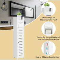 COSTWAY Toilettenschrank mit Toilettenpapierhalter, Badezimmerschrank