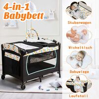 4 in 1 klappbares Reisebett&Wickeltisch &Laufstall&Babykorb,2 Ebenen Babybett 