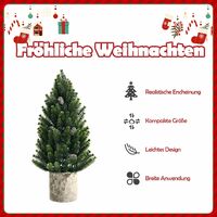 COSTWAY 47cm Kleiner Weihnachtsbaum, Mini Weihnachtsbaum mit 170 Zweigen und Sockel, künstlicher Tisch Weihnachtsbaum für Haus Büro Grün mit Tannenzapfen