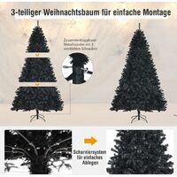 COSTWAY 225cm künstlicher Weihnachtsbaum mit 1749 Zweigen, klappbarer Metallst?nder, Christbaum Tannenbaum Schwarz