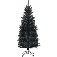 COSTWAY 150cm Bleistift Weihnachtsbaum, Bleistiftbaum schwarz, künstlicher Tannenbaum mit Klappsystem und Metallstaender, Christbaum PVC Nadeln, Kunstbaum