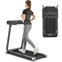 Klappbares Laufband App-kontrolliert Bluetooth3 Modi 12 voreingestellte Programme LED Display 0-12km/h bis 90kg belastbar inkl. Sicherheitsschlüssel COSTWAY Elektrisches Laufband Silber