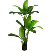 COSTWAY 150cm Kunstpflanze Tropische Palme, Knstliche Monstera  Schlangenpflanze, Zimmerpflanze mit stabilem Topf & 18 Blaettern, Pflanze
