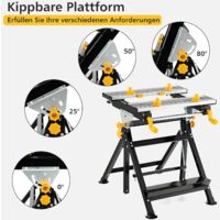 GYMAX Klappbare Werkbank – Höhenverstellbar, Mit 8 Klemmen, Max. 100 Kg