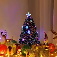 COSTWAY 120cm LED Künstlicher Weihnachtsbaum mit Glasfaser-Farbwechsler und Sternspitze, Tannenbaum PVC Nadeln, Christbaum ideal für Zuhause, Büro, Hotels, Grün