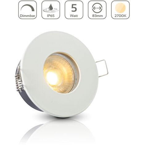 Einbauspot IP65 rund - Farbe: Weiß - LED Leuchtmittel: GU10 5W warmweiß dimmbar (1/5)