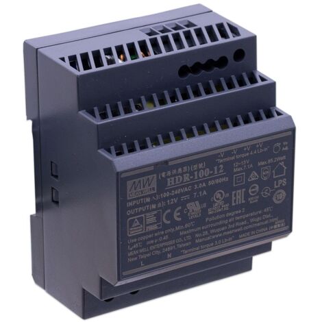 Mean Well HDR-100-12 LED Hutschienen Netzteil 85.2W 12V 7.1A DIN Rail CV