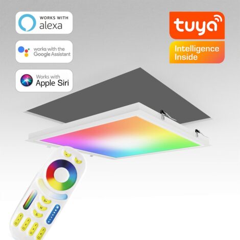 RGB+CCT LED Panel 62x62cm inkl. MiBoxer Smarthomesteuerung 48W 24V Rahmen weiß - Panelmontage: Einbaurahmen weiß (1/5)
