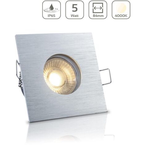 Einbauspot IP65 eckig - Farbe: Alu-gebürstet - LED Leuchtmittel: GU10 5W neutralweiß (1/5)