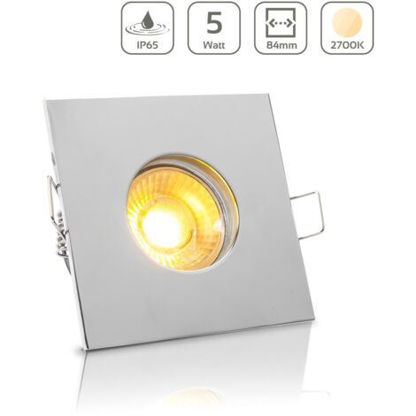 Einbauspot IP65 eckig - Farbe: Chrom - LED Leuchtmittel: GU10 5W warmweiß (1/5)