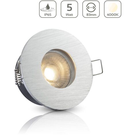 Einbauspot IP65 rund - Farbe: Alu-gebürstet - LED Leuchtmittel: GU10 5W neutralweiß (1/5)