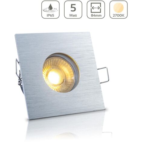 Einbauspot IP65 eckig - Farbe: Alu-gebürstet - LED Leuchtmittel: GU10 5W warmweiß (1/5)