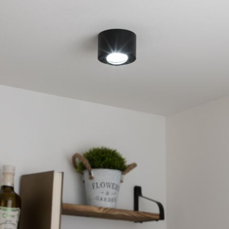 Flacher Aufbaustrahler rund schwenkbar Deckenleuchte - Farbe: schwarz - LED Leuchtmittel: 5W Neutralweiß 230V dimmbar 60° (1/5)