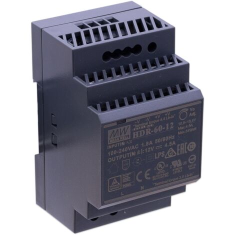 Mean Well HDR-60-12 LED Hutschienen Netzteil 54W 12V 4.5A DIN Rail CV