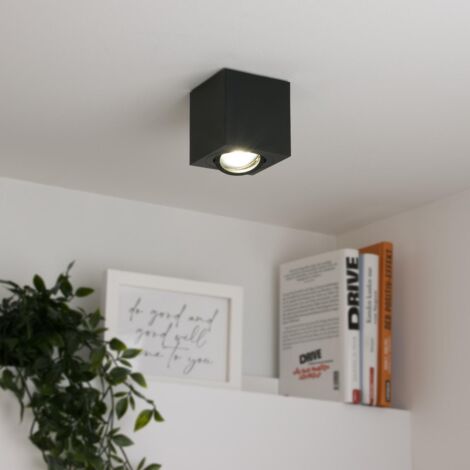 Eckiger Aufbaustrahler schwenkbar Deckenbeleuchtung - Farbe: schwarz - LED Leuchtmittel: GU10 5W Neutralweiß 230V 40° (1/5)