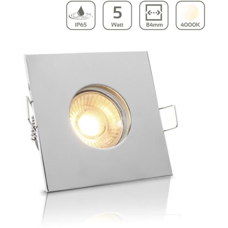 Einbauspot IP65 eckig - Farbe: Chrom - LED Leuchtmittel: GU10 5W neutralweiß (1/5)