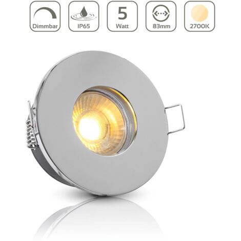 Einbauspot IP65 rund - Farbe: Chrom - LED Leuchtmittel: GU10 5W warmweiß dimmbar (1/5)