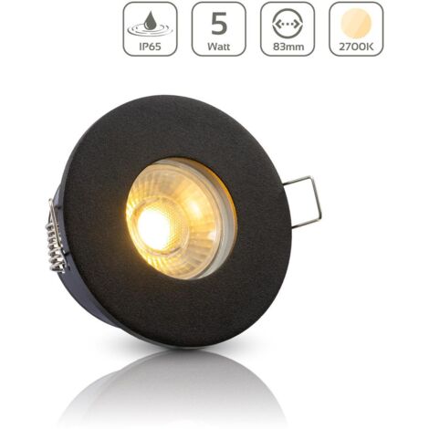 Einbauspot IP65 rund - Farbe: Schwarz - LED Leuchtmittel: GU10 5W warmweiß (1/5)