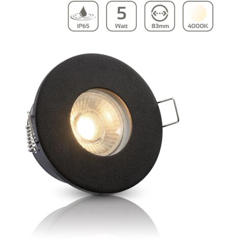 Einbauspot IP65 rund - Farbe: Schwarz - LED Leuchtmittel: GU10 5W neutralweiß (1/5)