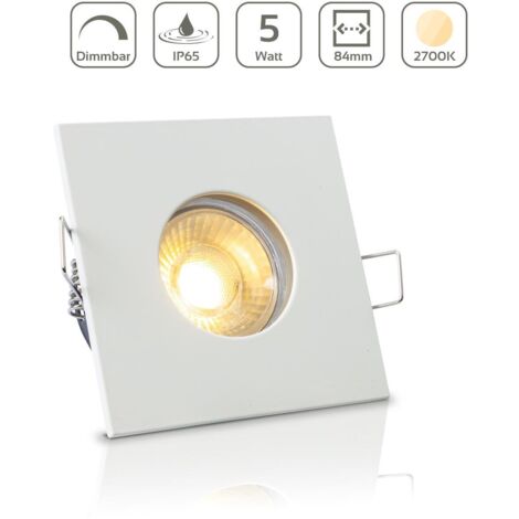 Einbauspot IP65 eckig - Farbe: Weiß - LED Leuchtmittel: GU10 5W warmweiß dimmbar (1/5)