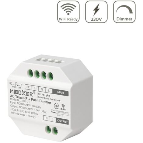 MiBoxer LED Funkdimmer 300W Triac RF+Push Dimmer TRI-C1