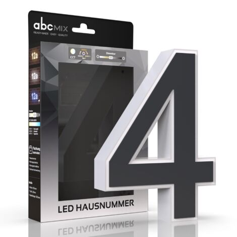 LED Hausnummer 4 inkl. Anthrazit-Cover - CCT 12V 2700K/4000K/6500K (1/5)