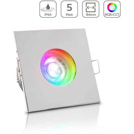 Einbauspot IP65 eckig - Farbe: Chrom - LED Leuchtmittel: GU10 5W RGB+CCT (1/5)
