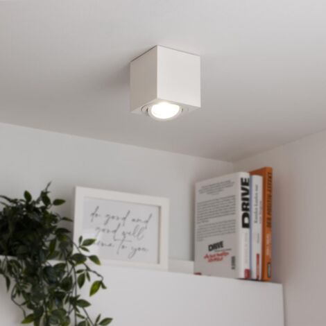 Eckiger Aufbaustrahler schwenkbar Deckenbeleuchtung - Farbe: weiß - LED Leuchtmittel: GU10 5W Neutralweiß 230V 40° (1/5)
