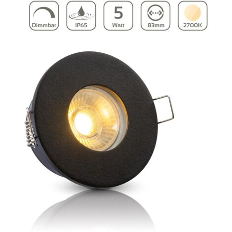 Einbauspot IP65 rund - Farbe: Schwarz - LED Leuchtmittel: GU10 5W warmweiß dimmbar (1/5)