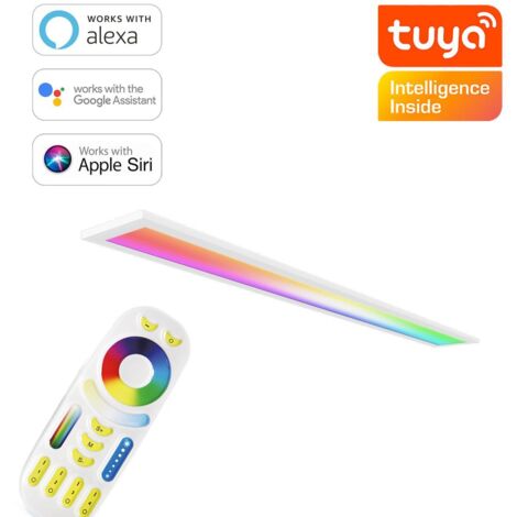 RGB+CCT LED Panel 120x15cm inkl. MiBoxer Smarthomesteuerung 24W 24V Rahmen weiß - Panelmontage: Ohne Montagezubehör