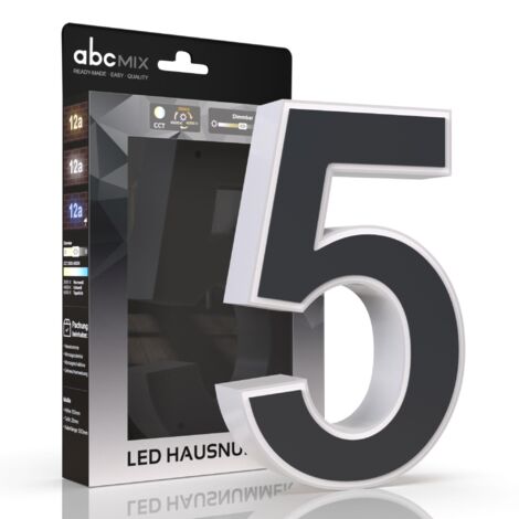LED Hausnummer 5 inkl. Anthrazit-Cover - CCT 12V 2700K/4000K/6500K (1/5)