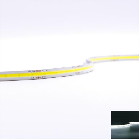 COB 24V LED Streifen 5M 10W/m 528LED/m 8mm - Lichtfarbe: Kaltweiß 6000K - Schutzart: IP65