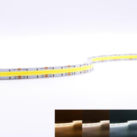 COB 24V LED Streifen 5M 8W/m 640LED/m 10mm - Lichtfarbe: CCT 2700-6500K - Schutzart: IP20 (1/5)
