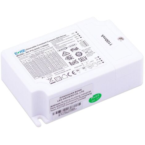 LED Treiber 42W 3-42V 0.6-1.1A IP20 dimmbar DALI / 1-10V / PUSH, BOKE BK-PUL042A-1100AD Konstantstrom CC