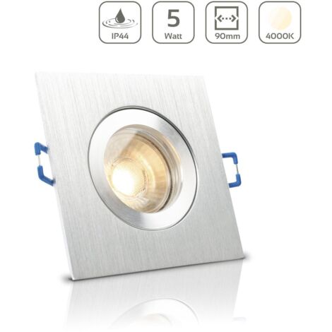Einbauspot IP44 eckig - Farbe: Alu-gebürstet - LED Leuchtmittel: GU10 5W neutralweiß (1/5)