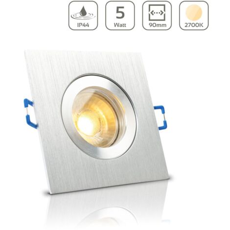 Einbauspot IP44 eckig - Farbe: Alu-gebürstet - LED Leuchtmittel: GU10 5W warmweiß (1/5)