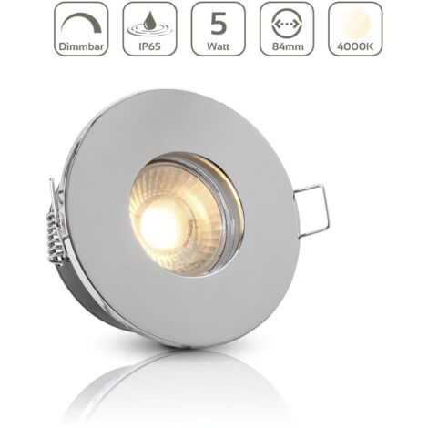 Einbauspot IP65 rund - Farbe: Chrom - LED Leuchtmittel: GU10 5W neutralweiß dimmbar (1/4)