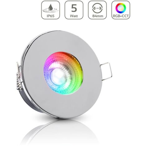 Einbauspot IP65 rund - Farbe: Chrom - LED Leuchtmittel: GU10 5W RGB+CCT (1/5)