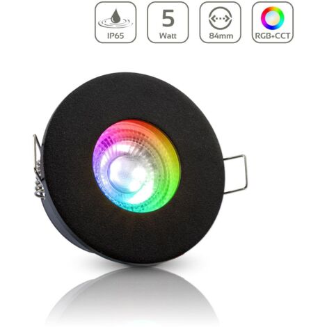 Einbauspot IP65 rund - Farbe: Schwarz - LED Leuchtmittel: GU10 5W RGB+CCT (1/5)