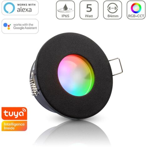 Einbauspot IP65 rund - Farbe: Schwarz - LED Leuchtmittel: GU10 5W RGB+CCT Smart (1/5)