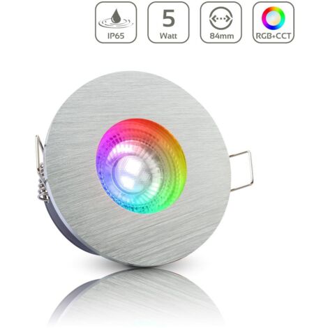 Einbauspot IP65 rund - Farbe: Alu-gebürstet - LED Leuchtmittel: GU10 5W RGB+CCT (1/5)