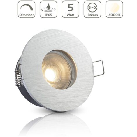 Einbauspot IP65 rund - Farbe: Alu-gebürstet - LED Leuchtmittel: GU10 5W neutralweiß dimmbar (1/4)