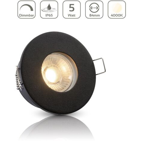 Einbauspot IP65 rund - Farbe: Schwarz - LED Leuchtmittel: GU10 5W neutralweiß dimmbar (1/4)