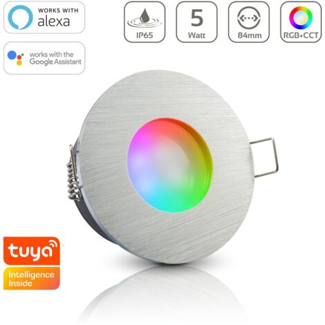 Einbauspot IP65 rund - Farbe: Alu-gebürstet - LED Leuchtmittel: GU10 5W RGB+CCT Smart (1/5)