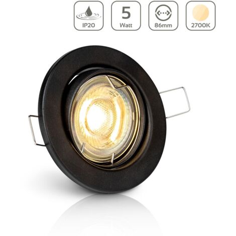 Einbauspot IP20 rund schwenkbar Sprengring - Farbe: Schwarz - LED Leuchtmittel: GU10 5W warmweiß (1/5)