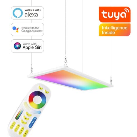 RGB+CCT LED Panel 60x30cm inkl. MiBoxer Smarthomesteuerung 24W 24V Rahmen weiß - Panelmontage:  Seilabhängung 1 Meter