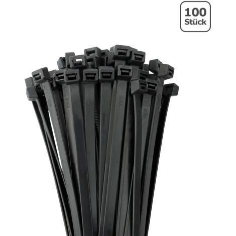 Kabelbinder 7,6mm breit schwarz 100 Stk. UV beständig - Länge: 200mm