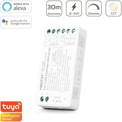 MiBoxer CCT WIFI LED Controller 2 in 1 Einfarbig / Dual White 12/24V Tuya Alexa Google Steuerung FUT035W+